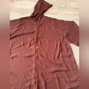 Beautiful Brown Moroccan hooded djellaba  jilbab jubba thobe jalabiya kaftan